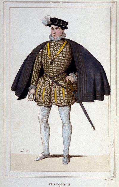 Portrett av Francois II (1544 - 1560), konge av Frankrike gravering fra 1830 av Unknown artist