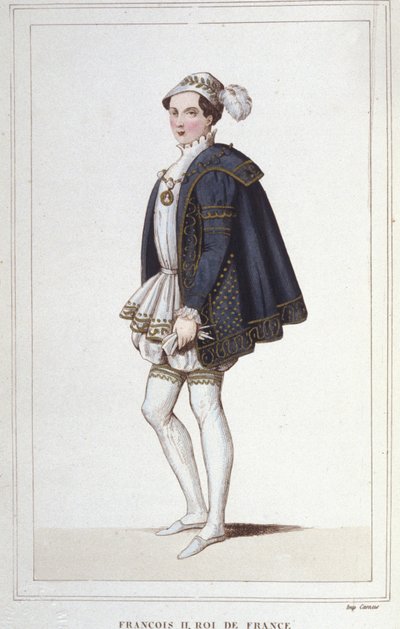 Portrett av Francois II (1544 - 1560), konge av Frankrike gravering fra 1830 av Unknown artist