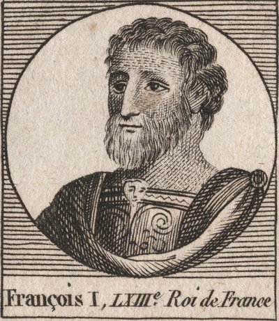 Portrett av Francois I (1494 - 1547), konge av Frankrike - Frans I, konge av Frankrike - gravering fra "Instruction sur l