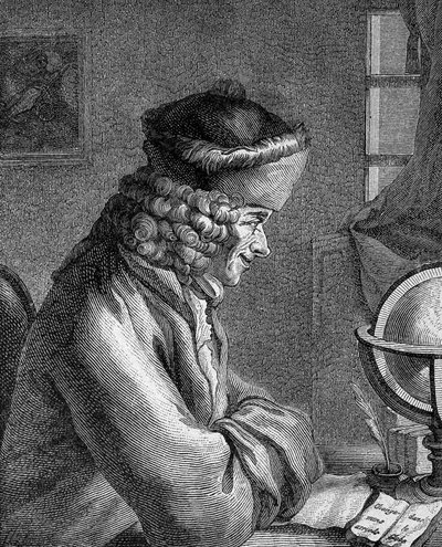 Portrett av Francois Marie Arouet dit Voltaire (1694 - 1778) på Chateau de Ferney i 1764. av Unknown artist