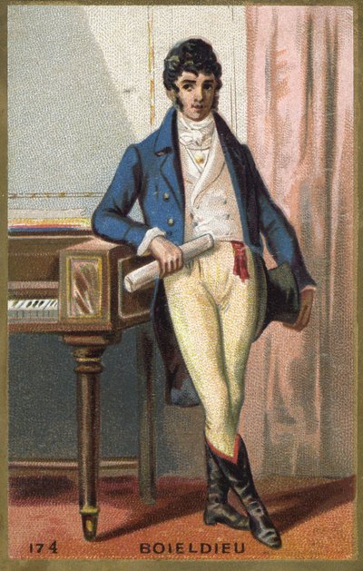 Portrett av François Adrien Boieldieu (1775 - 1834), fransk komponist. Kromolitografi fra slutten av 1800-tallet. av Unknown artist