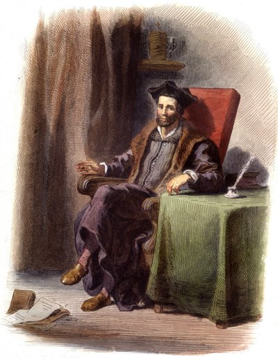 Portrett av François Rabelais sittende (1483-1553) - i "" Le Plutarque francais", red. Mennechet av Unknown artist