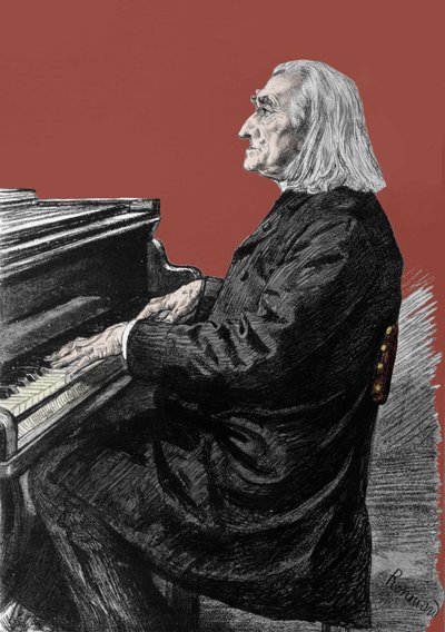 Portrett av Franz Liszt (1811-1886), ungarsk pianokomponist og pianist. av Unknown artist