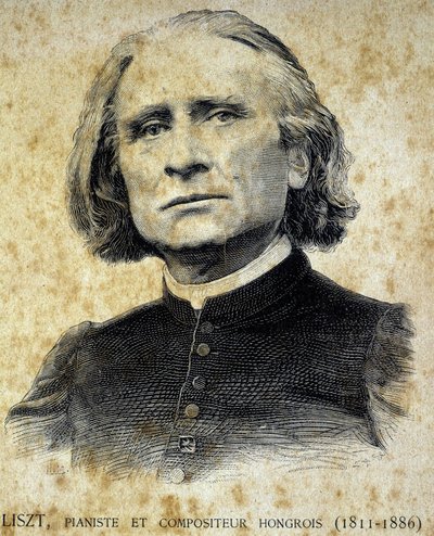 Portrait of Franz Liszt, Hungarian pianist and composer (1811 - 1886) - in “” Les Contemporains””, n.d. late 19th century. av Unknown artist