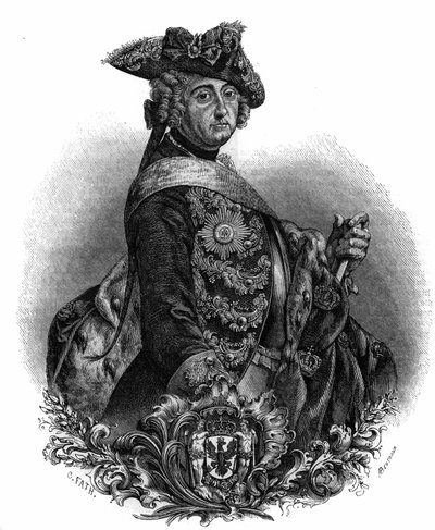 Portrett av Frederic II (1712-1786), konge av Preussen, kjent som Frederic den store. av Unknown artist