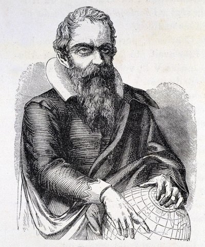 Portrett av Galileo Galilei dit Galileo (1564 - 1642), gravering fra 1800-tallet. av Unknown artist