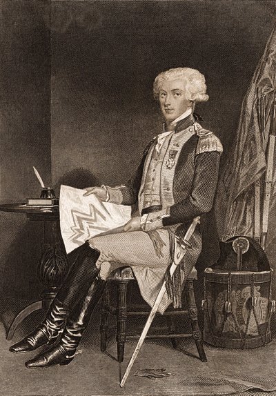Portrett av general La Fayette (Lafayette) (1757-1834). av Unknown artist