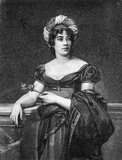 Portrait of Germaine Necker, Baroness of Staël-Holstein, known as Madame de Staël (1766 - 1817), French writer. av Unknown artist