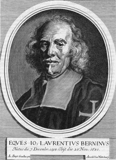 Portrett av Gian Lorenzo (Gianlorenzo) Bernini kjent som The Bernini (1598-1680) (1598 - 1680), italiensk skulptør, maler og arkitekt. Gravering av Arnold Van Westerhout fra 1682. av Unknown artist