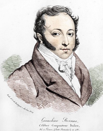 Portrett av Gioacchino Rossini (1792-1868). av Unknown artist