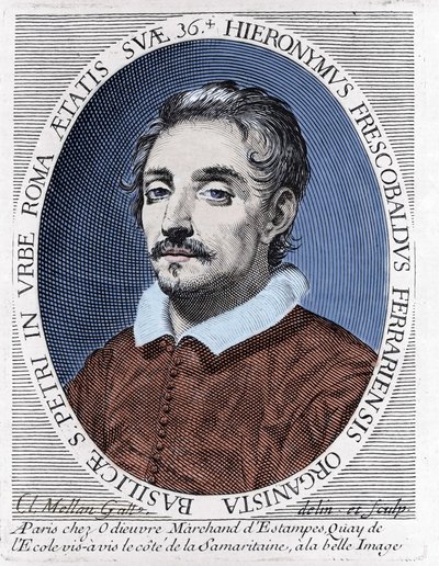 Portrett av Girolamo (eller Gerolamo) Frescobaldi (1583 - 1643) italiensk komponist. av Unknown artist