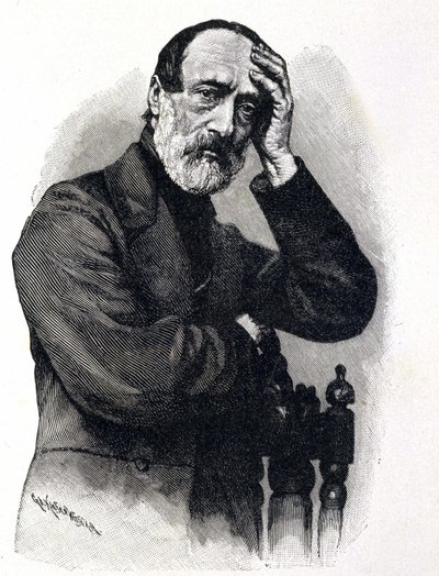 Portrett av Giuseppe Mazzini (1805 - 1872), italiensk patriot og revolusjonær av Unknown artist