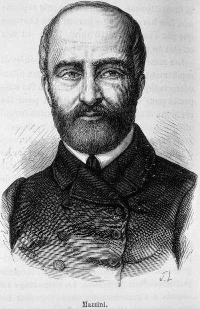 Portrait of Giuseppe Mazzini, Italian patriot and revolutonary (1805 or 1808 - 1872) av Unknown artist