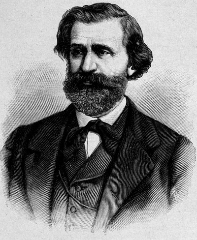 Portrett av Giuseppe Verdi, italiensk komponist (1813 - 1901) av Unknown artist