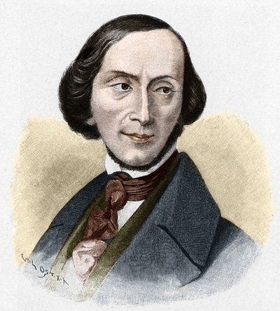 Portrett av Hans Christian Andersen (1805-1875), dansk forfatter. av Unknown artist