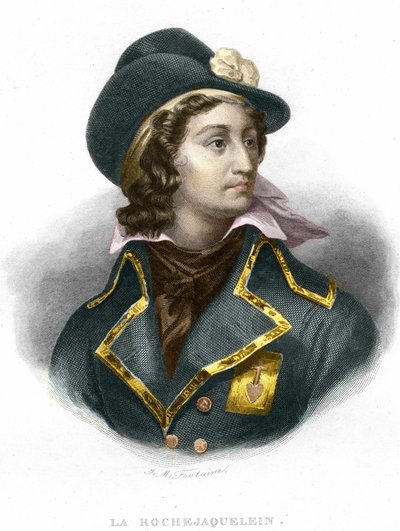Portrett av Henri du Vergier, grev av La Rochejaquelein (eller Verger de La Rochejacquelein) (1772-1794), gravering av general Vendeen fra 1854 av Unknown artist