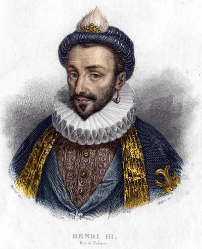 Portrett av Henry III (1551 - 1589), konge av Frankrike gravering fra 1800-tallet av Unknown artist