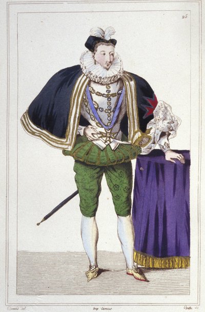 Portrett av Henrik III (1551 - 1589), konge av Frankrike. gravering fra 1830 av Unknown artist