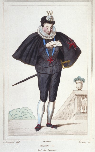 Portrett av Henrik III (1551 - 1589), konge av Frankrike. gravering fra 1830 av Unknown artist