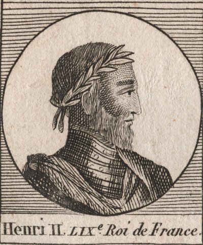 Portrett av Henrik II (1519-1559) Konge av Frankrike - Henrik II (1519-59), konge av Frankrike - gravering fra "Instruction sur l