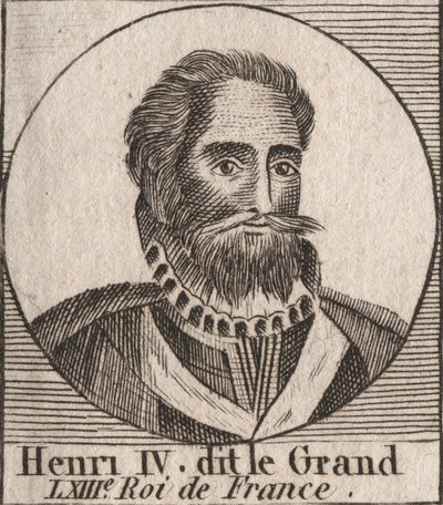 Portrett av Henrik IV (1553-1610) Konge av Frankrike - Portrett av Henrik IV (1553-1610) Konge av Frankrike - gravering fra "Instruction sur l