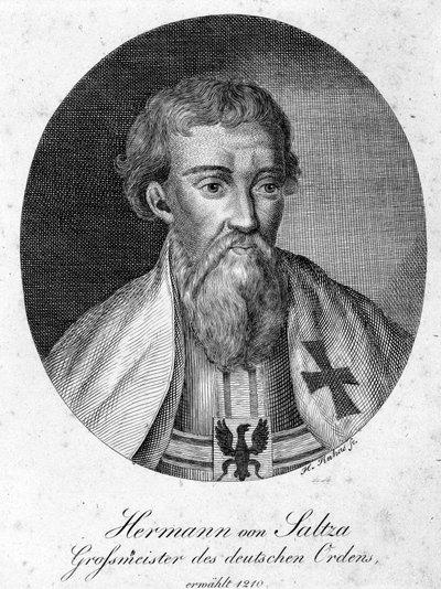 Portrait of Hermann von Salza (1170 - 1239), Grand Master of the Order of Teutonic Knights. av Unknown artist