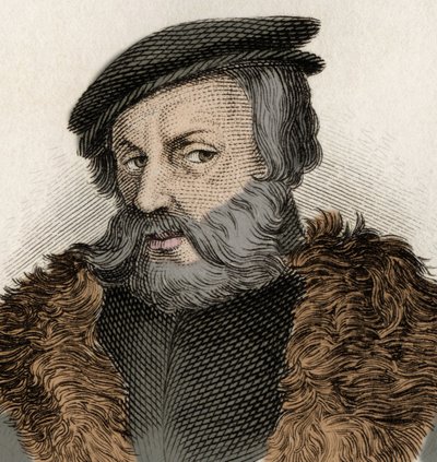 Portrett av Hernan Cortes (1485-1547), spansk conquistador. av Unknown artist