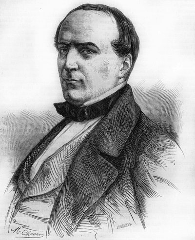 Portrait of Hippolyte Fortoul (1811-1856). Minister of Marine and Minister of Public Instruction. Engraving from 1866. av Unknown artist