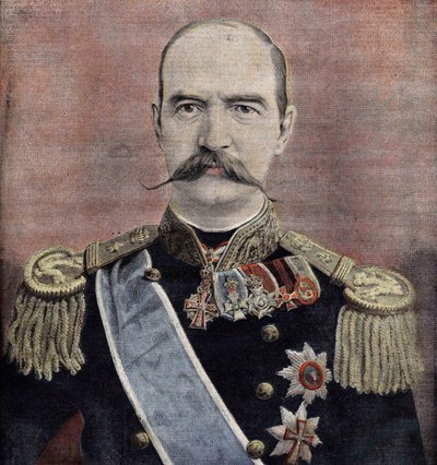 Portrett av Hans Majestet George I (1863-1913), konge av Hellas. Gravering av 1895. av Unknown artist