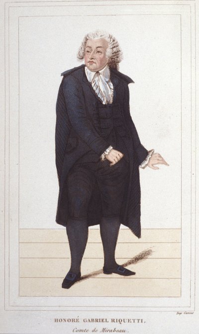 Portrett av Honore Gabriel (Honore-Gabriel) Riqueti, jarl av Mirabeau (1749-1791), fransk politiker. gravering fra 1830 av Unknown artist