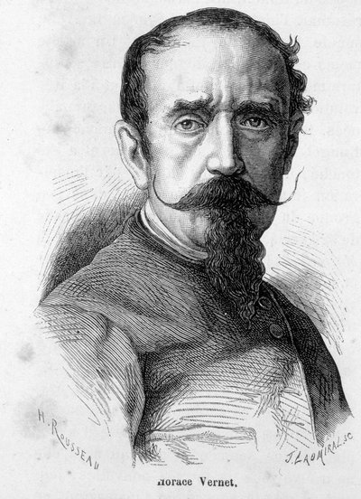 Portrett av Horace Vernet (1789-1863), fransk maler og tegneserieskaper, inderlig bonapartist, ble offisiell maler av Napoleon III. av Unknown artist