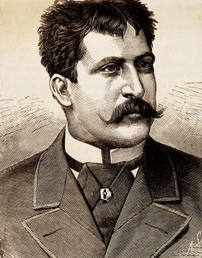 Portrett av den italienske lyriske sangeren Mattia Battistini (1857-1928). Gravering av 1800-tallet. av Unknown artist