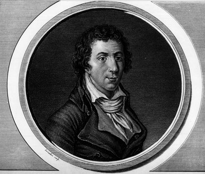 Portrett av Jacques Pierre Brissot dit Brissot de Warville (1754-1793), stedfortreder for nasjonalkonvensjonen. Gravering i "" Komplett samling av historiske malerier fra den franske revolusjonen, i tre bind.""" 1804. av Unknown artist