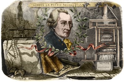 Portrait of Jacques de Vaucanson (1709-1782), French mechanic and inventor of automatons. Engraving from 1857 in “” Le Musee Des Sciences”” av Unknown artist