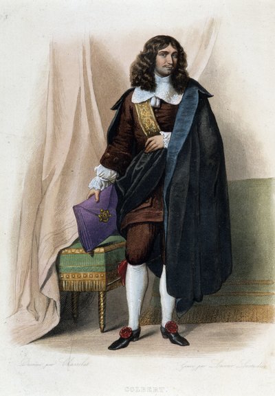 Portrett av Jean Baptiste (Jean-Baptiste) Colbert (1619-1683), fransk statsmann (1619 - 1683) - i "" Le Plutarque francais", av Mennechet av Unknown artist