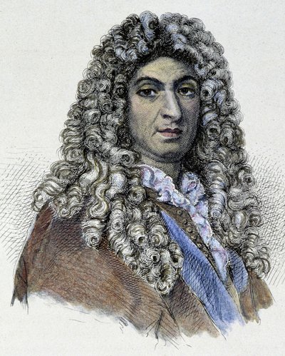 Portrett av Jean Baptiste Lully (Giovanni Battista Lulli) (1632-1687) - gravering av Unknown artist