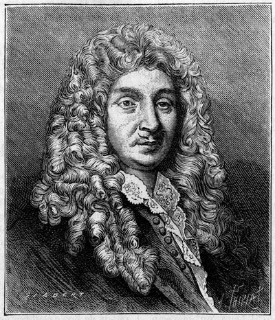 Portrait of Jean Baptiste Lully (Giovanni Battista Lulli) (1632-1687), French composer of Italian origin. From a period engraving. Engraving in “” La Nature: revue des sciences et de leurs applications aux arts et a l