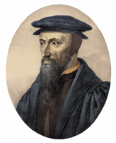 Portrait of Jean Calvin (1509 - 1564) - engraving av Unknown artist