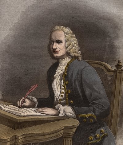 Portrait of Jean Philippe Rameau (1683-1764) - Portrait of Jean-Philippe (Jean Philippe) Rameau (1683-1764), French composer - engraving in “La musique populaire””” illustrious weekly newspaper - 1882 av Unknown artist