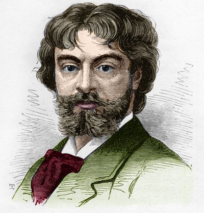 Portrett av Jean Sully Mounet dit Mounet-Sully (Mounet Sully) (1841-1916), fransk komiker, medlem av Comedie Francaise. Gravering i "" Le Monde Illustré"" n¡1168 av 16. august 1879. av Unknown artist
