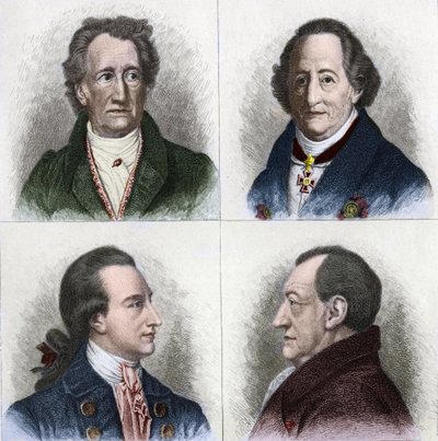 Portrait of Johan Wolfgang Goethe (1749 - 1832), German writer, has different ages in his life. Engraving of the 19th century. av Unknown artist