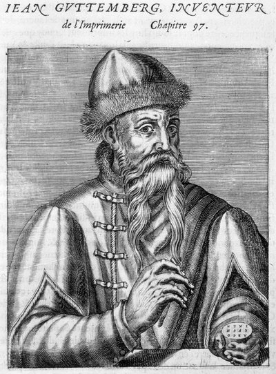 Portrett av Johannes Gutenberg (1400-1468). av Unknown artist