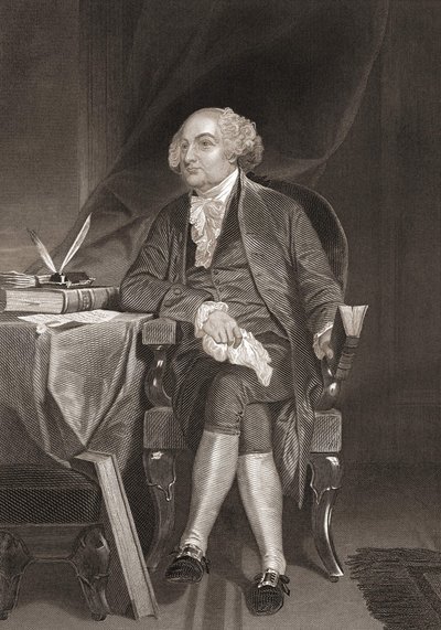 Portrait of John Adams (1735-1826), American statesman and second President of the United States. Engraving of the 19th century av Unknown artist