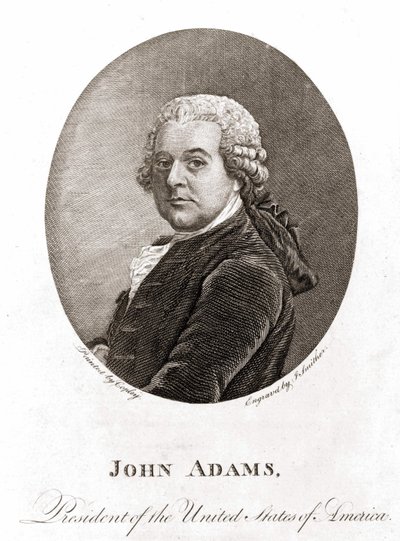 Portrett av John Adams (1735 - 1826), 2. president i USA (1797 - 1801). Gravering sd. 1800-tallet. av Unknown artist