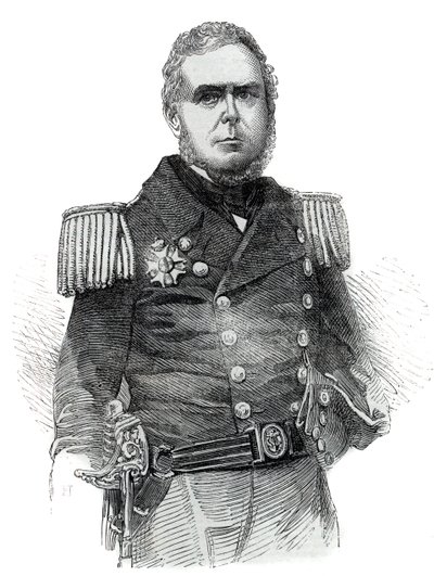 Portrait of John Pascoe Grenfell (1800-1869) navy officer and diplomat of the Empire of Brazil - Engraving 1852 av Unknown artist