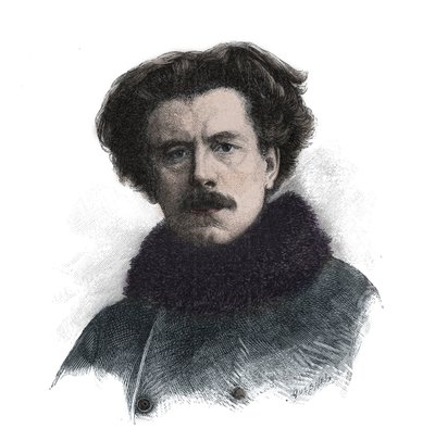 Portrait of Joseph Auguste Maurice Rollinat (1846 -1903) English poet - engraving av Unknown artist