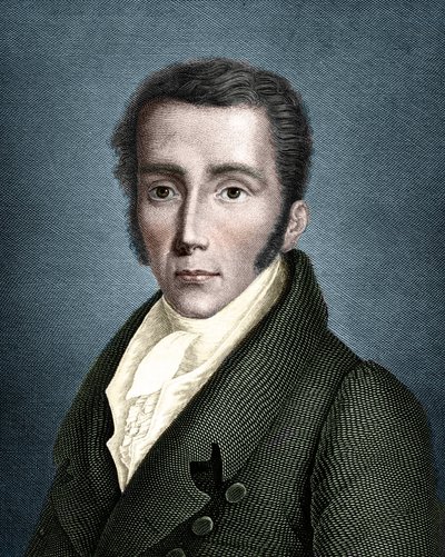 Portrett av Joseph von Fraunhofer (1787 - 1826) tysk optiker og fysiker, grunnlegger av spektroskopi. av Unknown artist