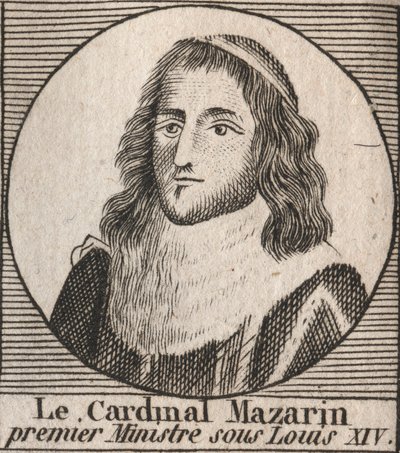 Portrett av Jules Mazarin (1602-1661), kjent som kardinal Mazarin, statsminister under Louis XIV - Kardinal Mazarin fungerte som sjefsminister for Louis XIV - gravering fra "Instruction sur l