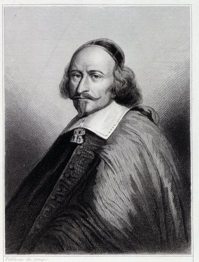 Portrett av Jules Mazarin (Giulio Raimondo Mazzarino eller Mazarino) (1602-1661), fransk kardinal og politiker - i "History of the French"" av Lavallée, gravering, sd. av Unknown artist