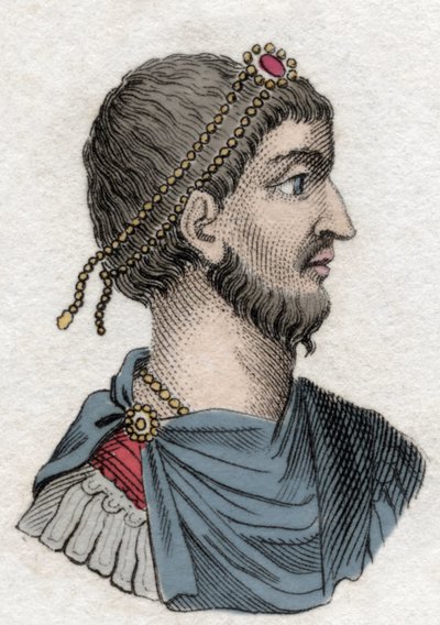 Portrett av den frafalne Julian (Flavius Claudius Julianus (331-363), romersk keiser. Gravering av det 19. århundre. av Unknown artist